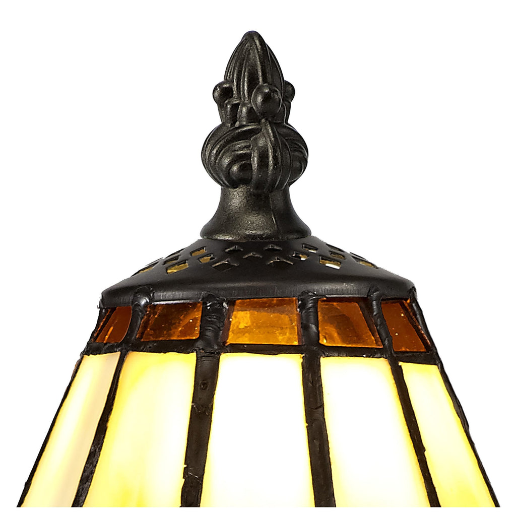 NL72319 Umbrian Tiffany Table Lamp Cream/Brown/Clear Crystal Shade