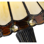 NL72319 Umbrian Tiffany Table Lamp Cream/Brown/Clear Crystal Shade