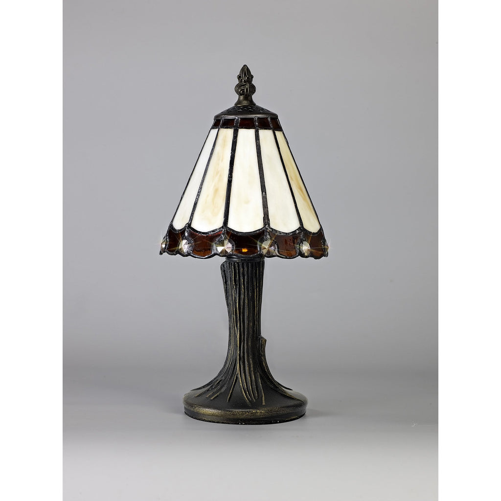 NL72319 Umbrian Tiffany Table Lamp Cream/Brown/Clear Crystal Shade
