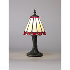 NL72329 Umbrian Tiffany Table Lamp Cream/Red/Clear Crystal Shade
