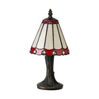 NL72329 Umbrian Tiffany Table Lamp Cream/Red/Clear Crystal Shade