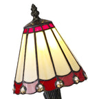NL72329 Umbrian Tiffany Table Lamp Cream/Red/Clear Crystal Shade