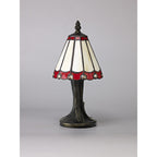 NL72329 Umbrian Tiffany Table Lamp Cream/Red/Clear Crystal Shade