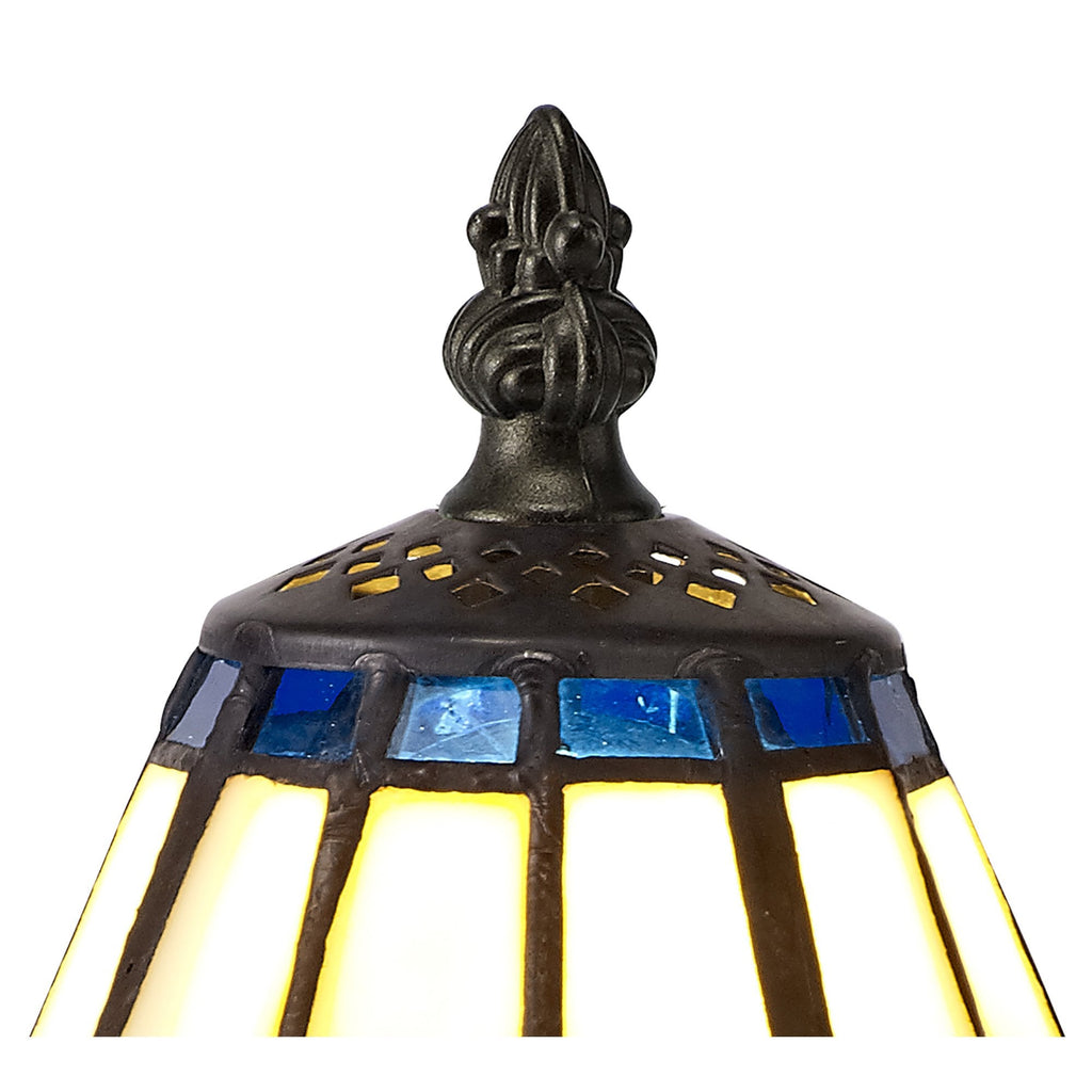 NL72339 Umbrian Tiffany Table Lamp Cream/Blue/Clear Crystal Shade