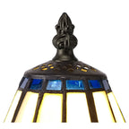 NL72339 Umbrian Tiffany Table Lamp Cream/Blue/Clear Crystal Shade