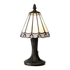 NL72349 Umbrian Tiffany Table Lamp White/Grey/Clear Crystal Shade