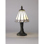 NL72349 Umbrian Tiffany Table Lamp White/Grey/Clear Crystal Shade