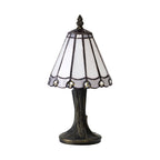 NL72349 Umbrian Tiffany Table Lamp White/Grey/Clear Crystal Shade