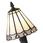 NL72349 Umbrian Tiffany Table Lamp White/Grey/Clear Crystal Shade