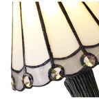 NL72349 Umbrian Tiffany Table Lamp White/Grey/Clear Crystal Shade