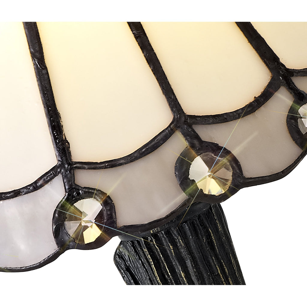 NL72349 Umbrian Tiffany Table Lamp White/Grey/Clear Crystal Shade