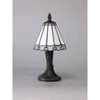 NL72349 Umbrian Tiffany Table Lamp White/Grey/Clear Crystal Shade