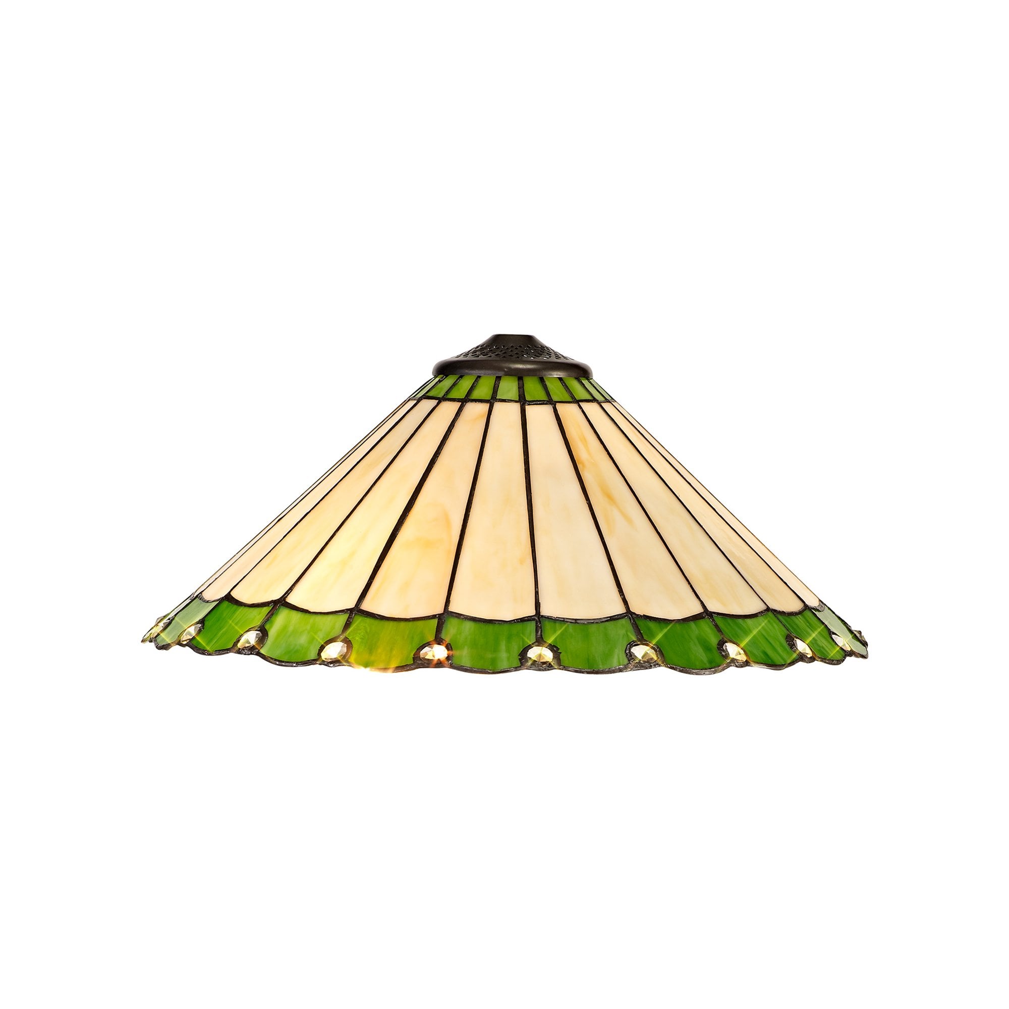 NL72419 Umbrian Tiffany 40cm Shade Only Suitable For Pendant/Ceiling/Table Lamp Green/Cream/Crystal