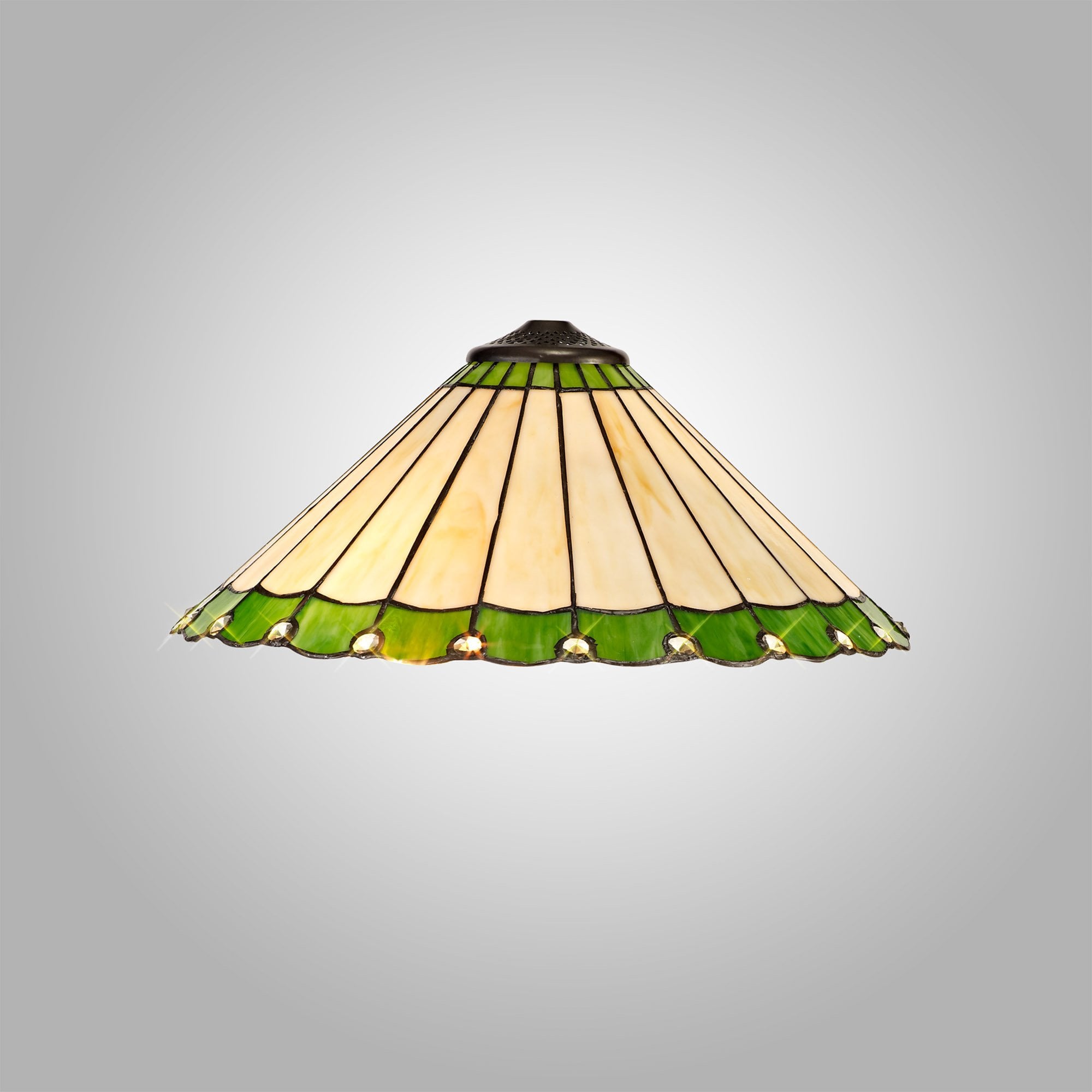 NL72419 Umbrian Tiffany 40cm Shade Only Suitable For Pendant/Ceiling/Table Lamp Green/Cream/Crystal