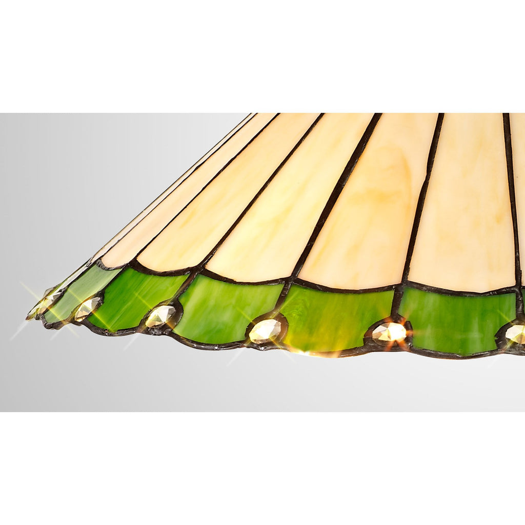 NL72419 Umbrian Tiffany 40cm Shade Only Suitable For Pendant/Ceiling/Table Lamp Green/Cream/Crystal