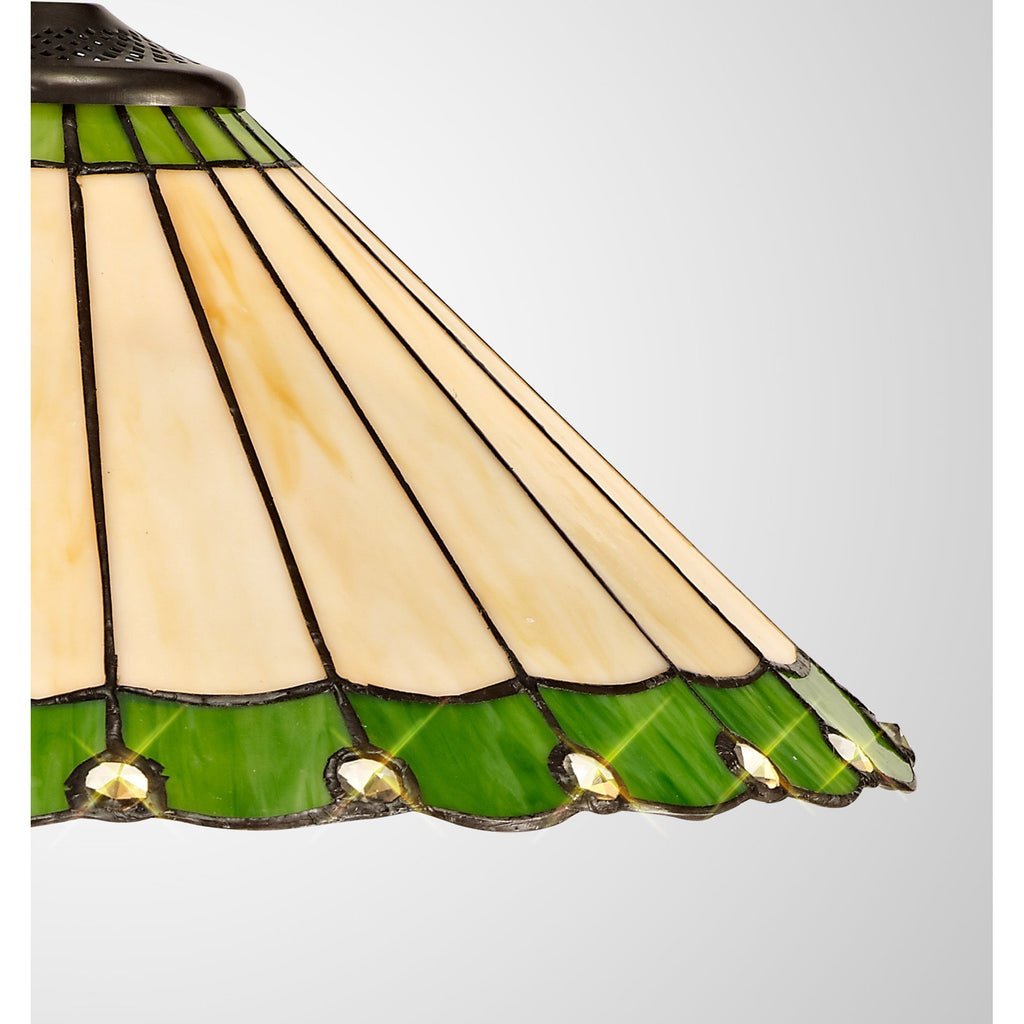 NL72419 Umbrian Tiffany 40cm Shade Only Suitable For Pendant/Ceiling/Table Lamp Green/Cream/Crystal