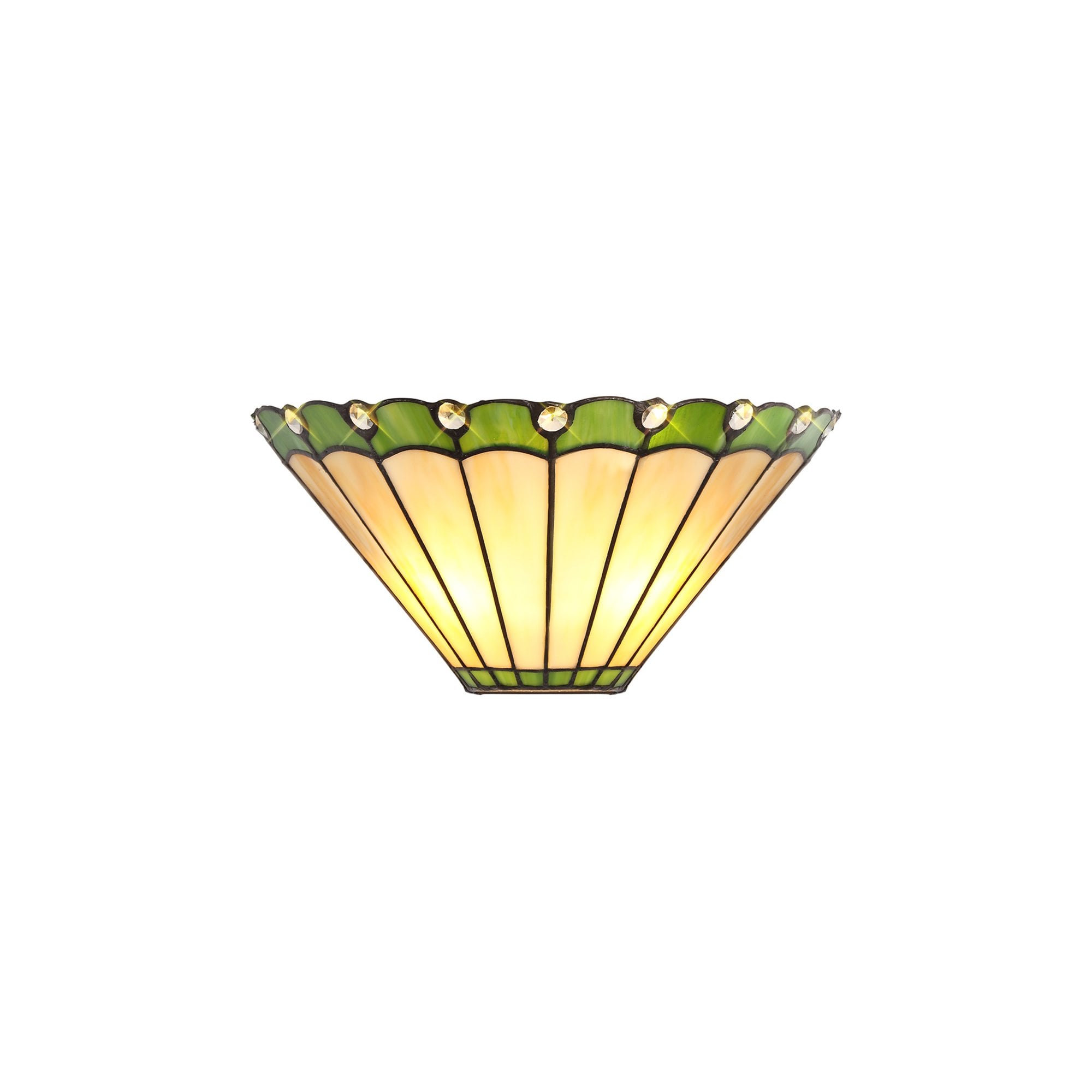 NL72429 Umbrian Tiffany Wall Lamp 2 Light Green/Cream/Crystal