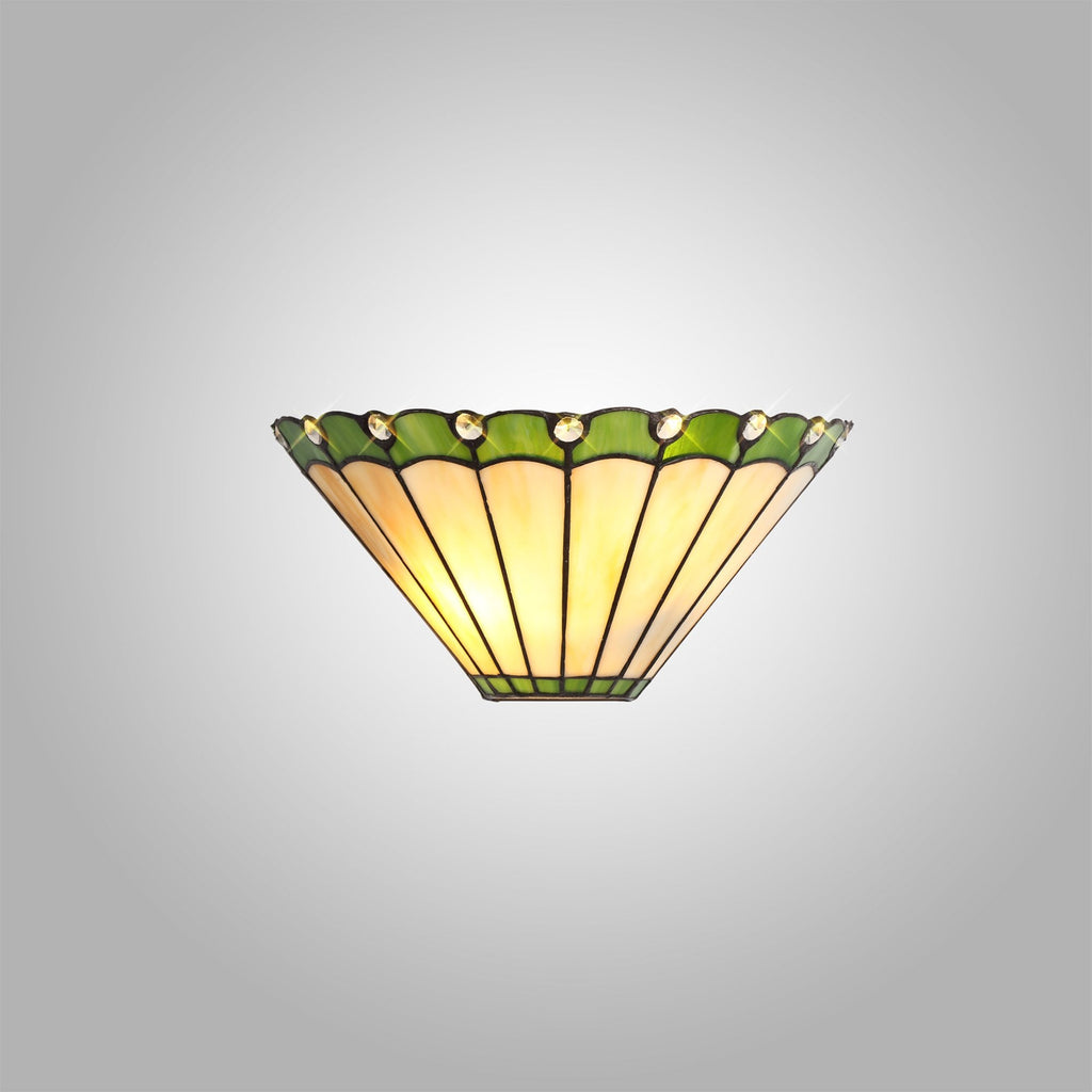 NL72429 Umbrian Tiffany Wall Lamp 2 Light Green/Cream/Crystal