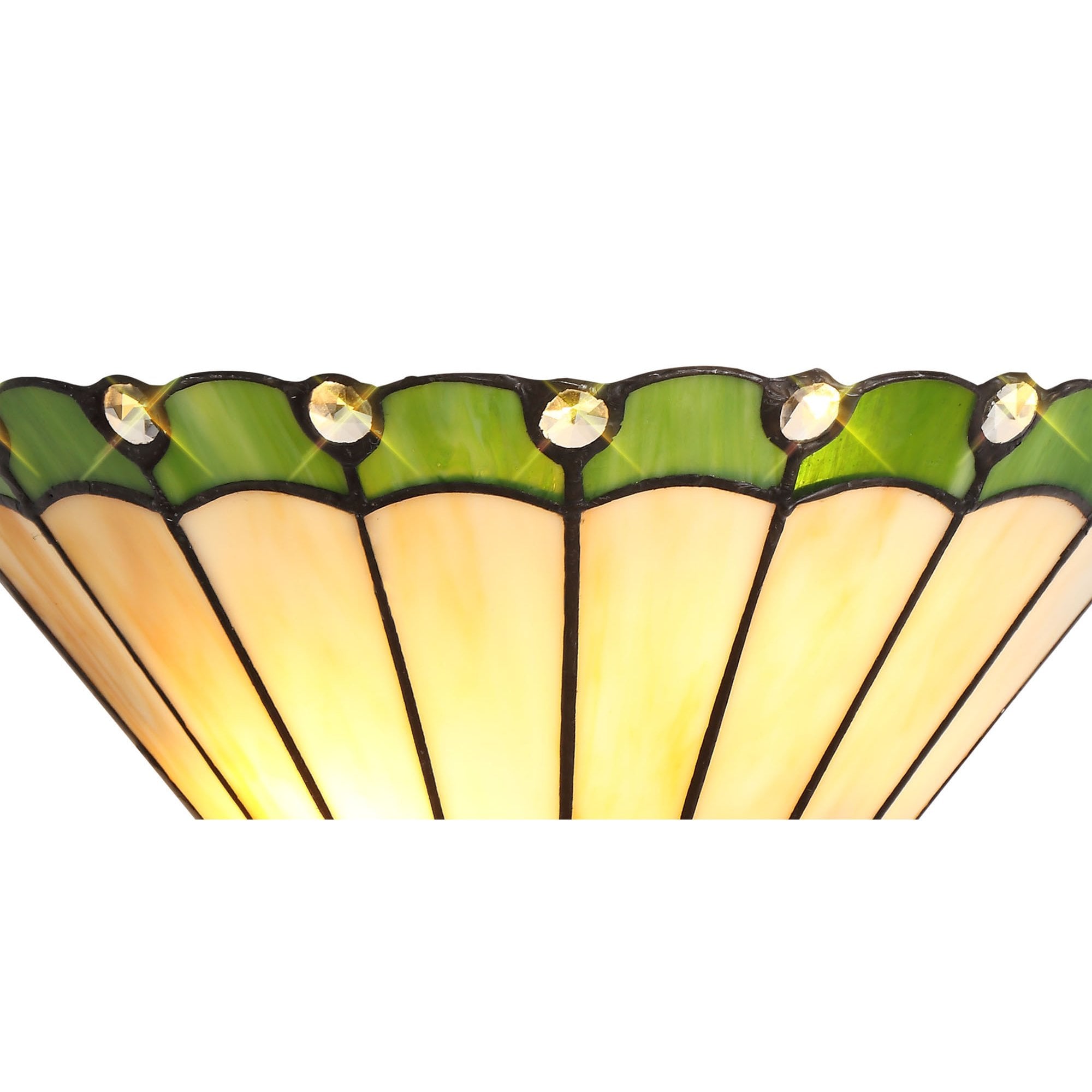 NL72429 Umbrian Tiffany Wall Lamp 2 Light Green/Cream/Crystal