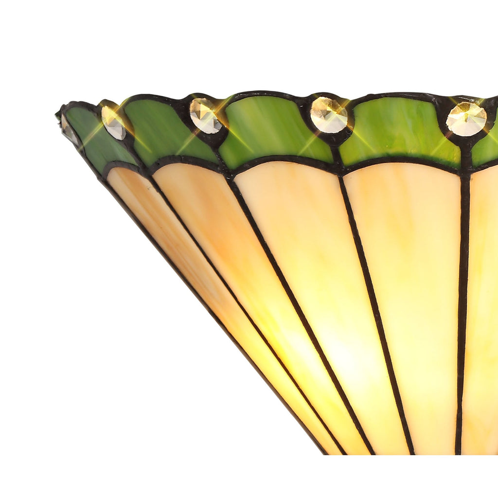 NL72429 Umbrian Tiffany Wall Lamp 2 Light Green/Cream/Crystal