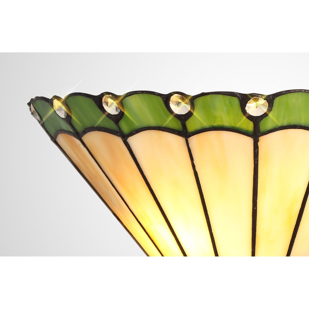 NL72429 Umbrian Tiffany Wall Lamp 2 Light Green/Cream/Crystal