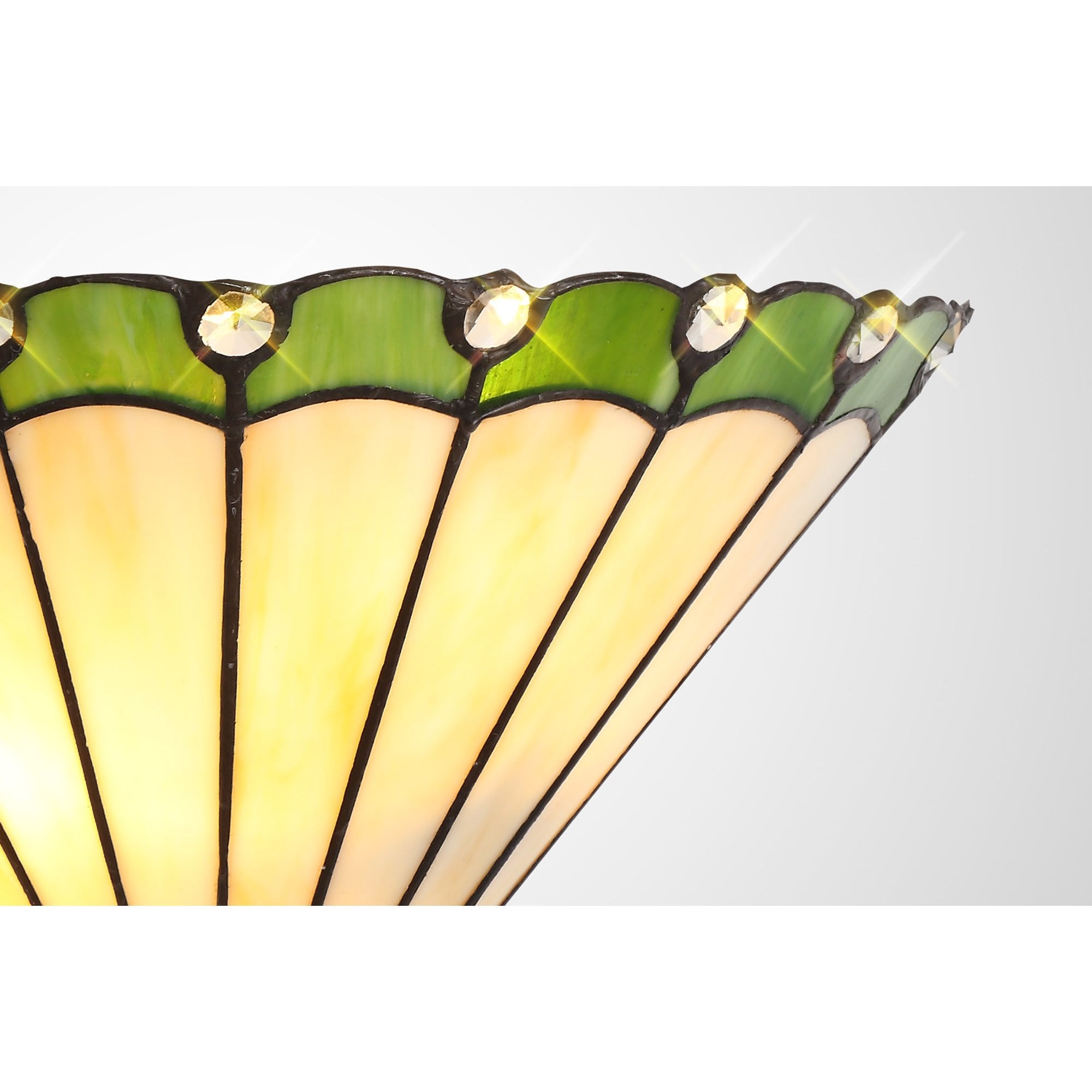 NL72429 Umbrian Tiffany Wall Lamp 2 Light Green/Cream/Crystal