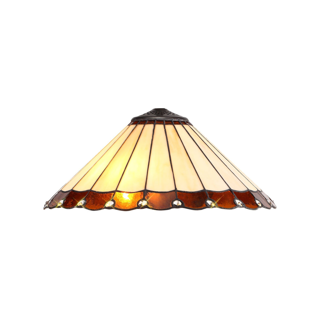 NL72449 Umbrian Tiffany 40cm Shade Only Suitable For Pendant/Ceiling/Table Lamp Amber/Cream/Crystal