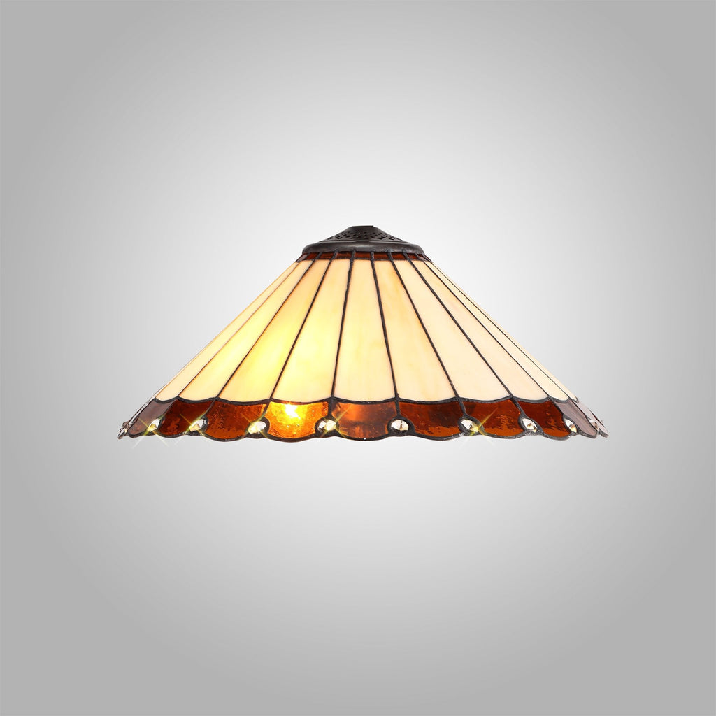 NL72449 Umbrian Tiffany 40cm Shade Only Suitable For Pendant/Ceiling/Table Lamp Amber/Cream/Crystal