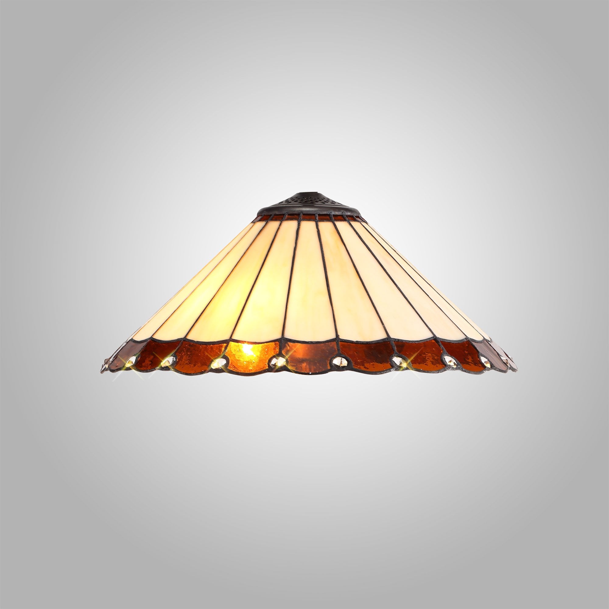 NL72449 Umbrian Tiffany 40cm Shade Only Suitable For Pendant/Ceiling/Table Lamp Amber/Cream/Crystal