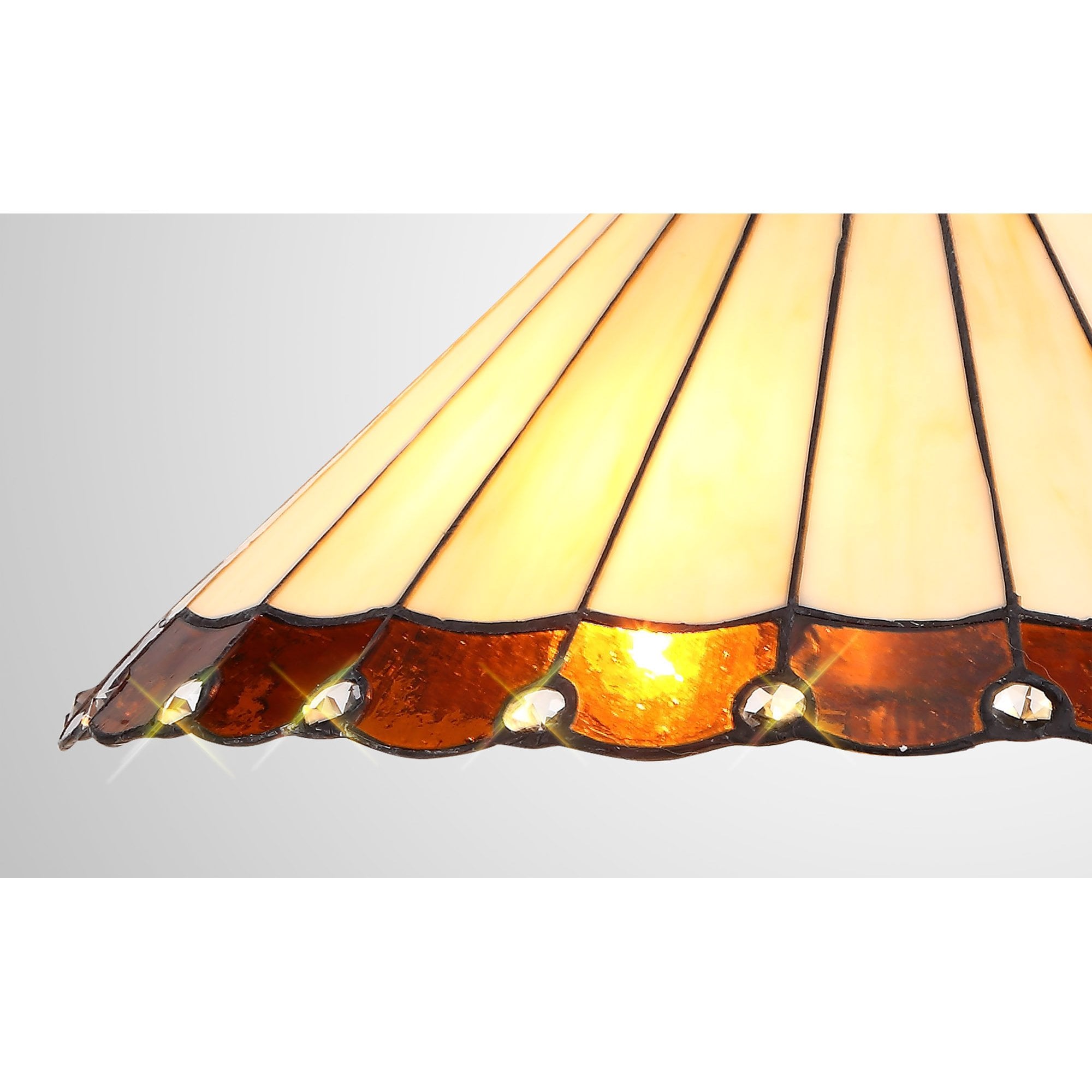 NL72449 Umbrian Tiffany 40cm Shade Only Suitable For Pendant/Ceiling/Table Lamp Amber/Cream/Crystal