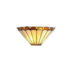 NL72459 Umbrian Tiffany Wall Lamp 2 Light Amber/Cream/Crystal