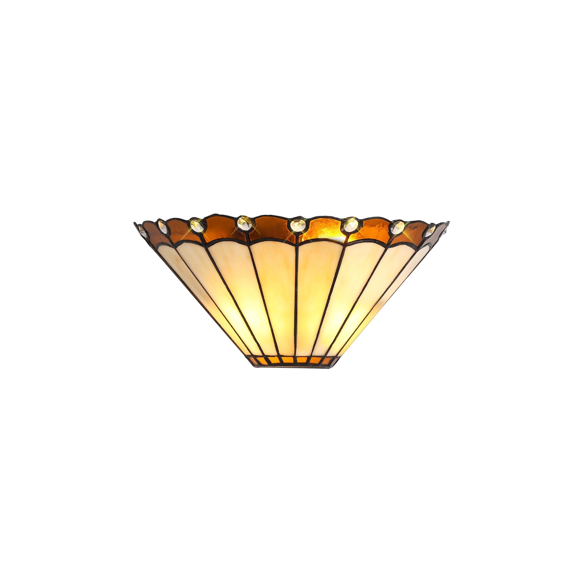 NL72459 Umbrian Tiffany Wall Lamp 2 Light Amber/Cream/Crystal