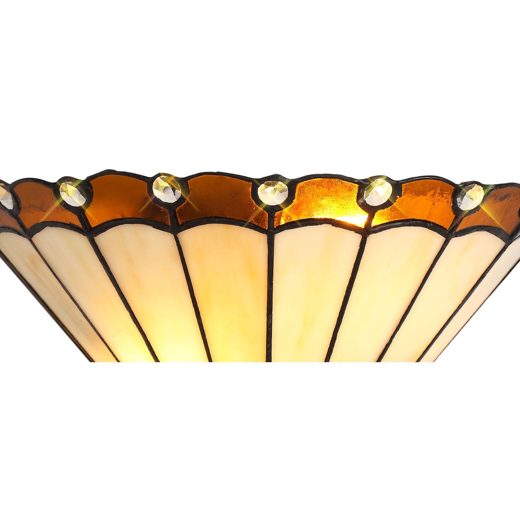 NL72459 Umbrian Tiffany Wall Lamp 2 Light Amber/Cream/Crystal