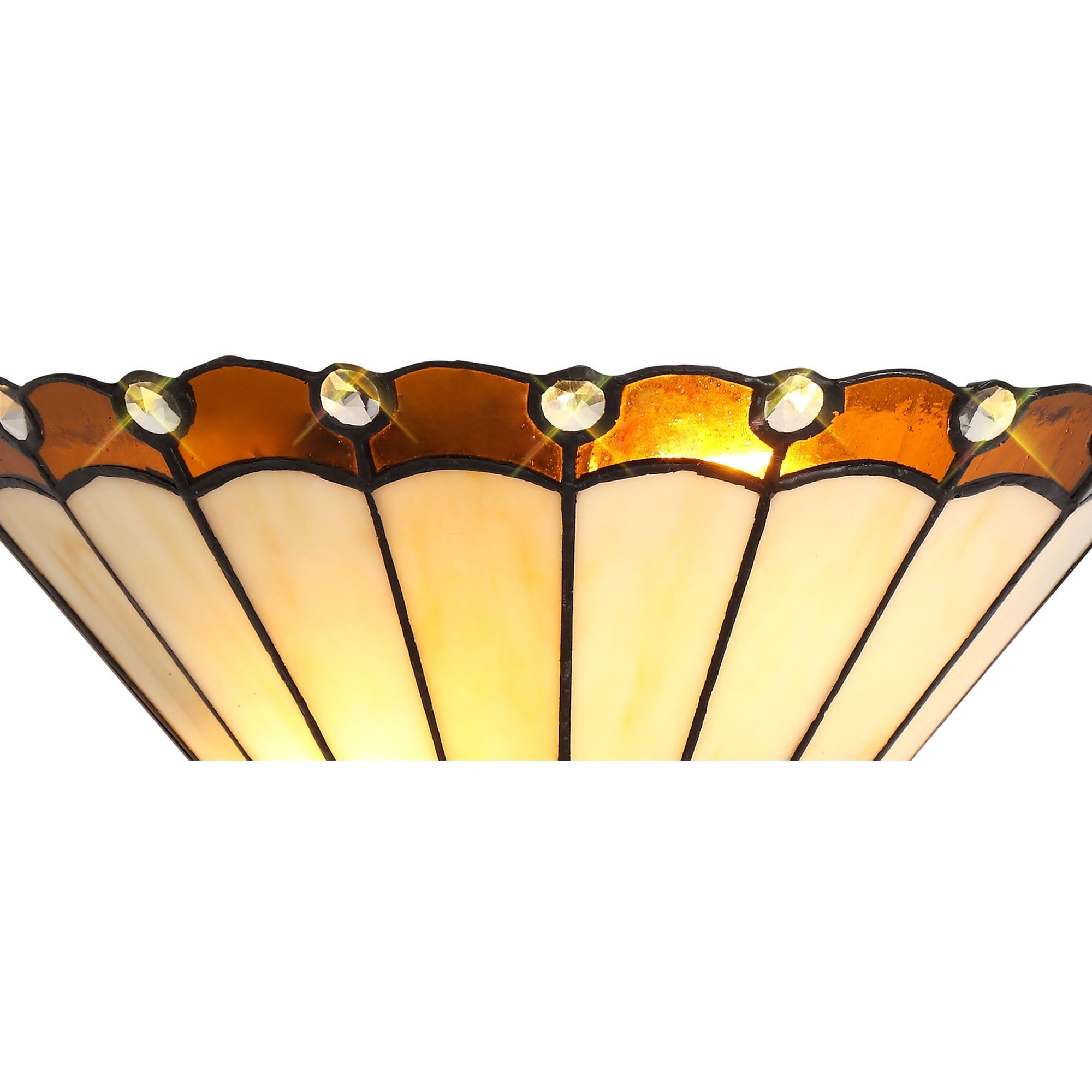 NL72459 Umbrian Tiffany Wall Lamp 2 Light Amber/Cream/Crystal