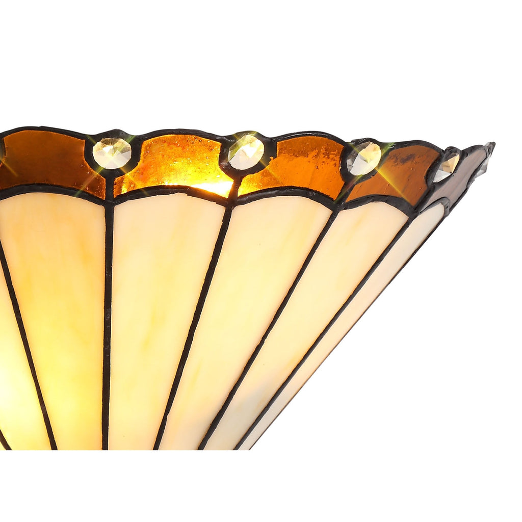 NL72459 Umbrian Tiffany Wall Lamp 2 Light Amber/Cream/Crystal