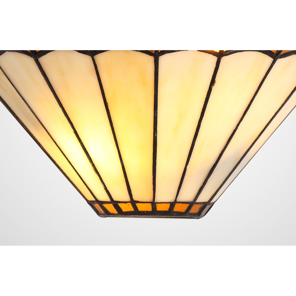 NL72459 Umbrian Tiffany Wall Lamp 2 Light Amber/Cream/Crystal