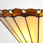 NL72459 Umbrian Tiffany Wall Lamp 2 Light Amber/Cream/Crystal