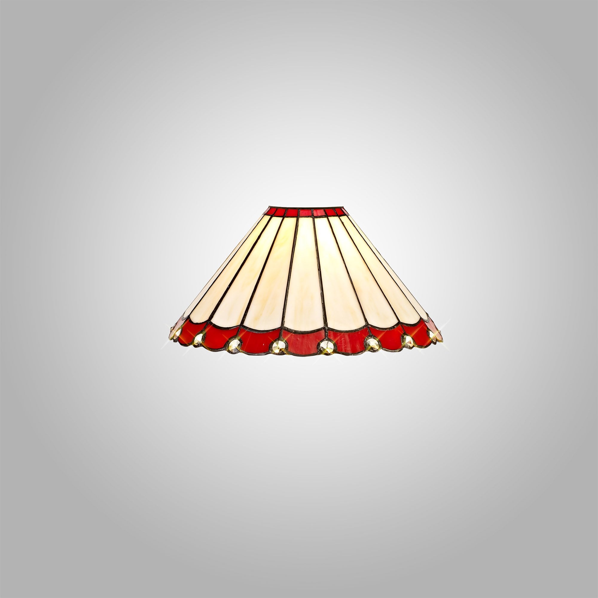 NL72469 Umbrian Tiffany 30cm Non-electric Shade Red/Cream/Crystal