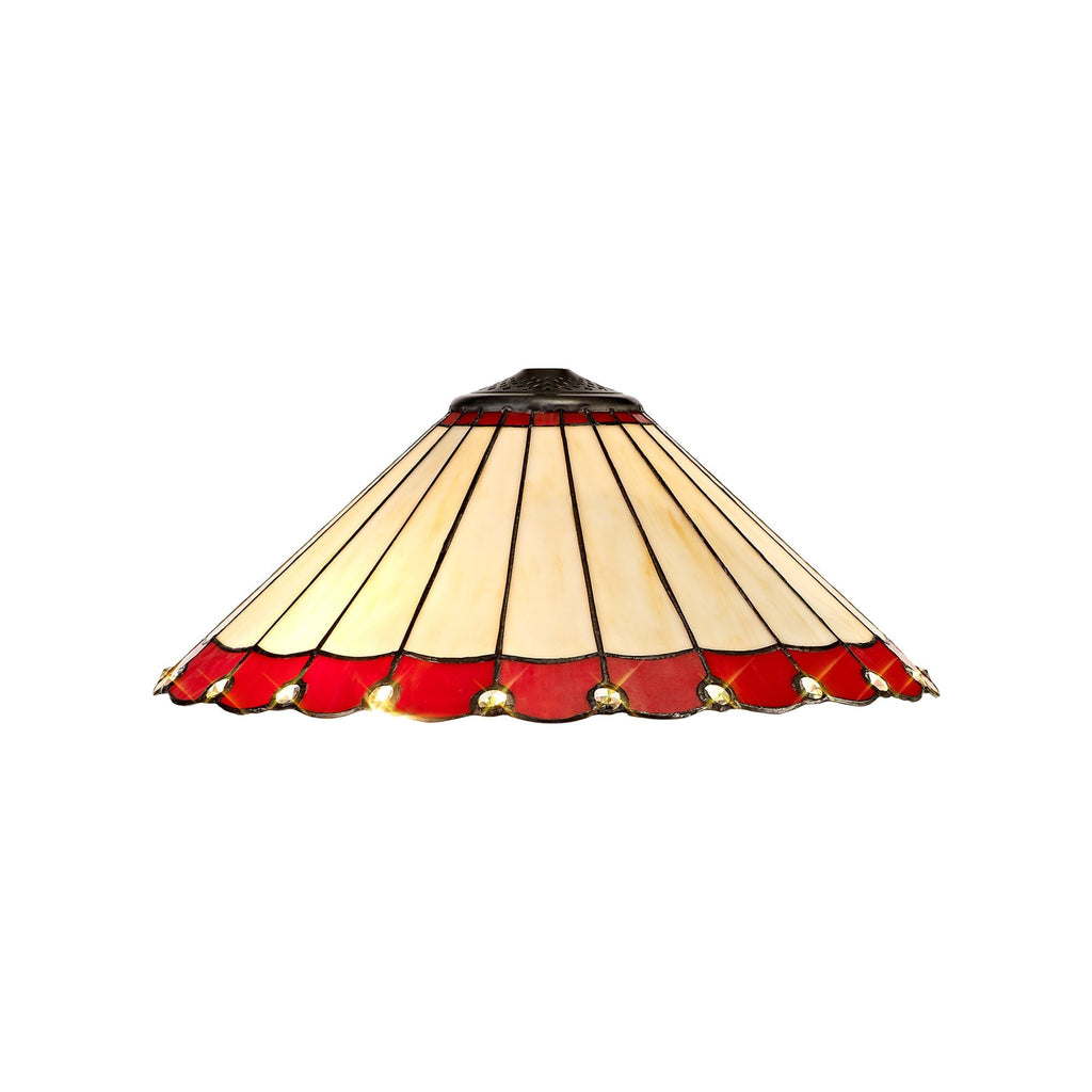 NL72479 Umbrian Tiffany 40cm Shade Only Suitable For Pendant/Ceiling/Table Lamp Red/Cream/Crystal