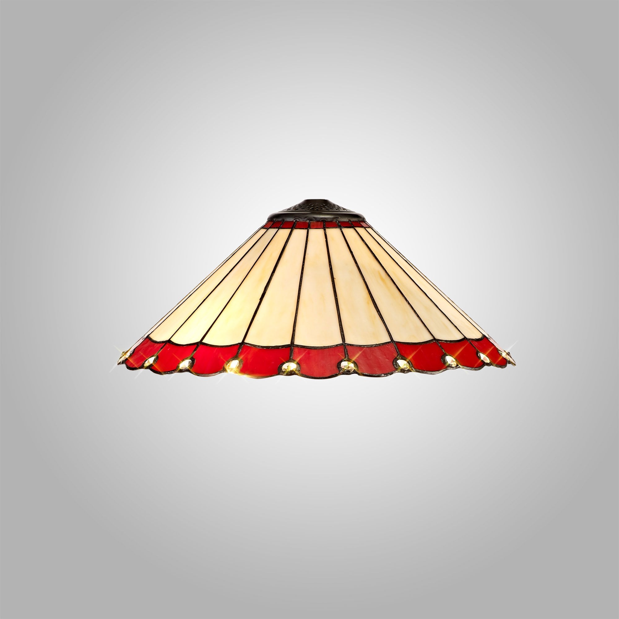 NL72479 Umbrian Tiffany 40cm Shade Only Suitable For Pendant/Ceiling/Table Lamp Red/Cream/Crystal