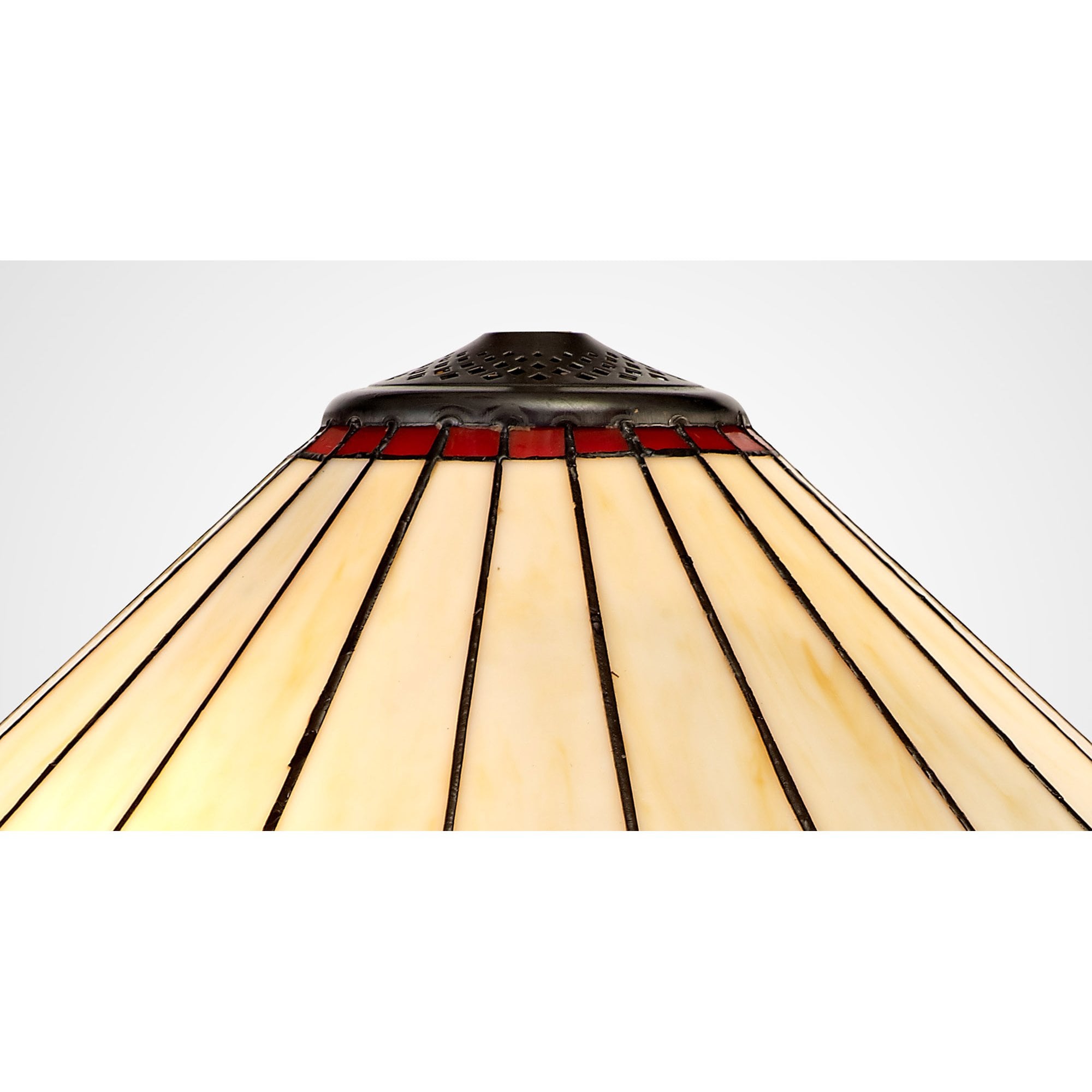 NL72479 Umbrian Tiffany 40cm Shade Only Suitable For Pendant/Ceiling/Table Lamp Red/Cream/Crystal
