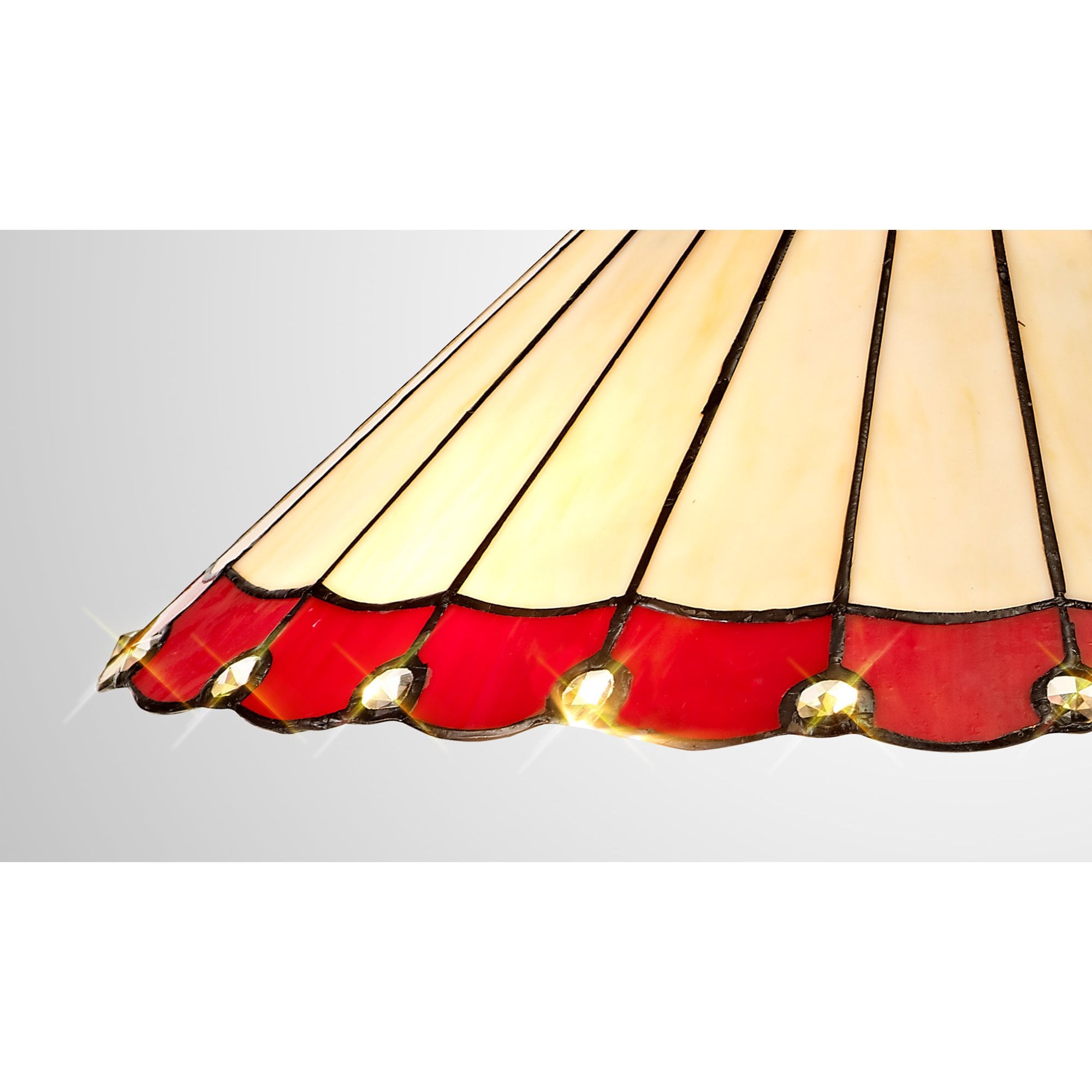 NL72479 Umbrian Tiffany 40cm Shade Only Suitable For Pendant/Ceiling/Table Lamp Red/Cream/Crystal