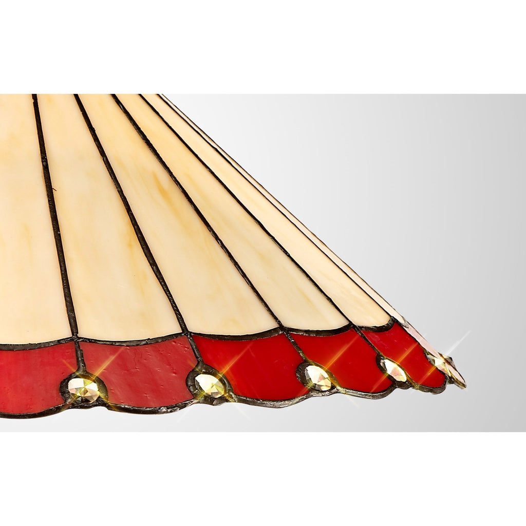 NL72479 Umbrian Tiffany 40cm Shade Only Suitable For Pendant/Ceiling/Table Lamp Red/Cream/Crystal