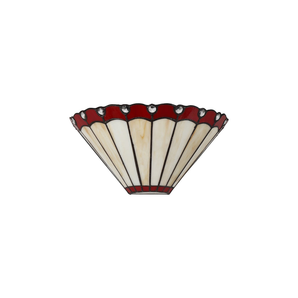 NL72489 Umbrian Tiffany Wall Lamp 2 Light Red/Cream/Crystal