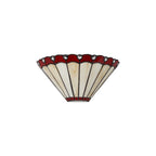 NL72489 Umbrian Tiffany Wall Lamp 2 Light Red/Cream/Crystal