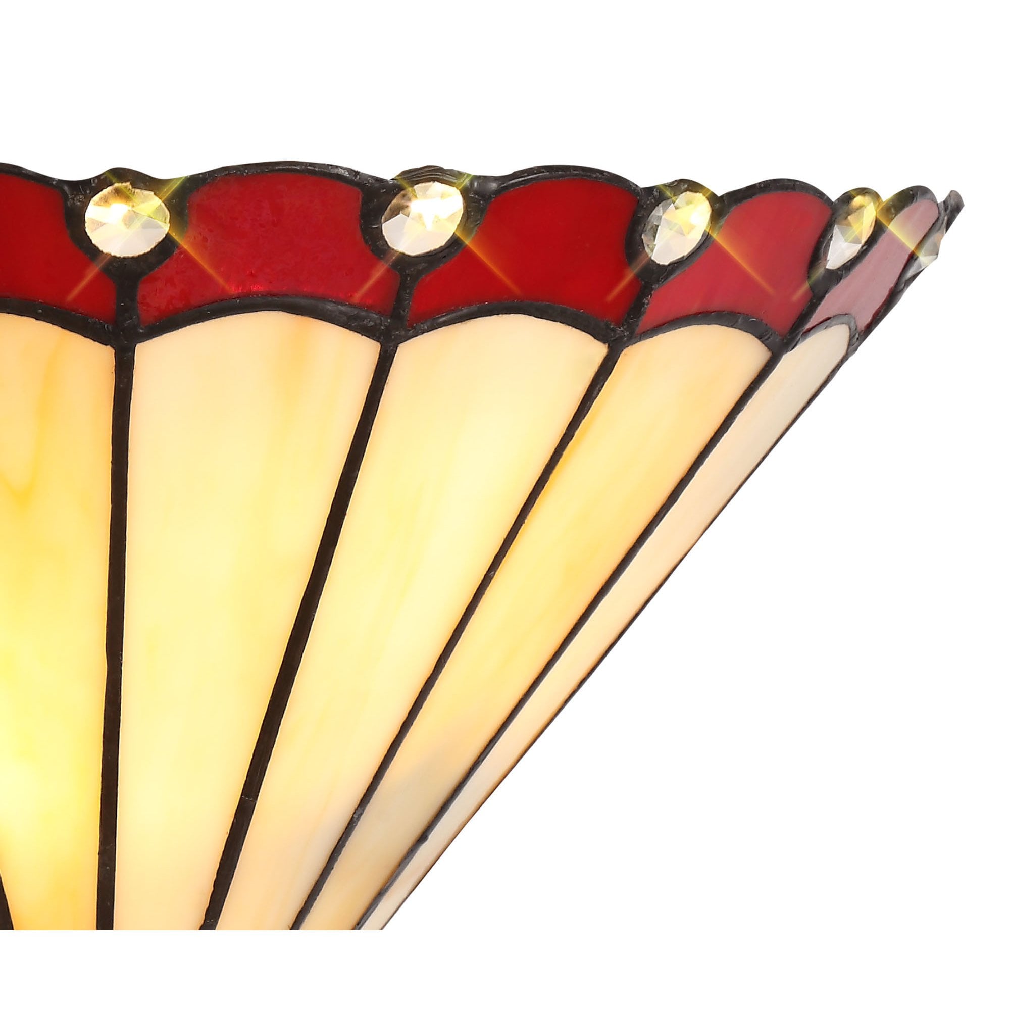 NL72489 Umbrian Tiffany Wall Lamp 2 Light Red/Cream/Crystal