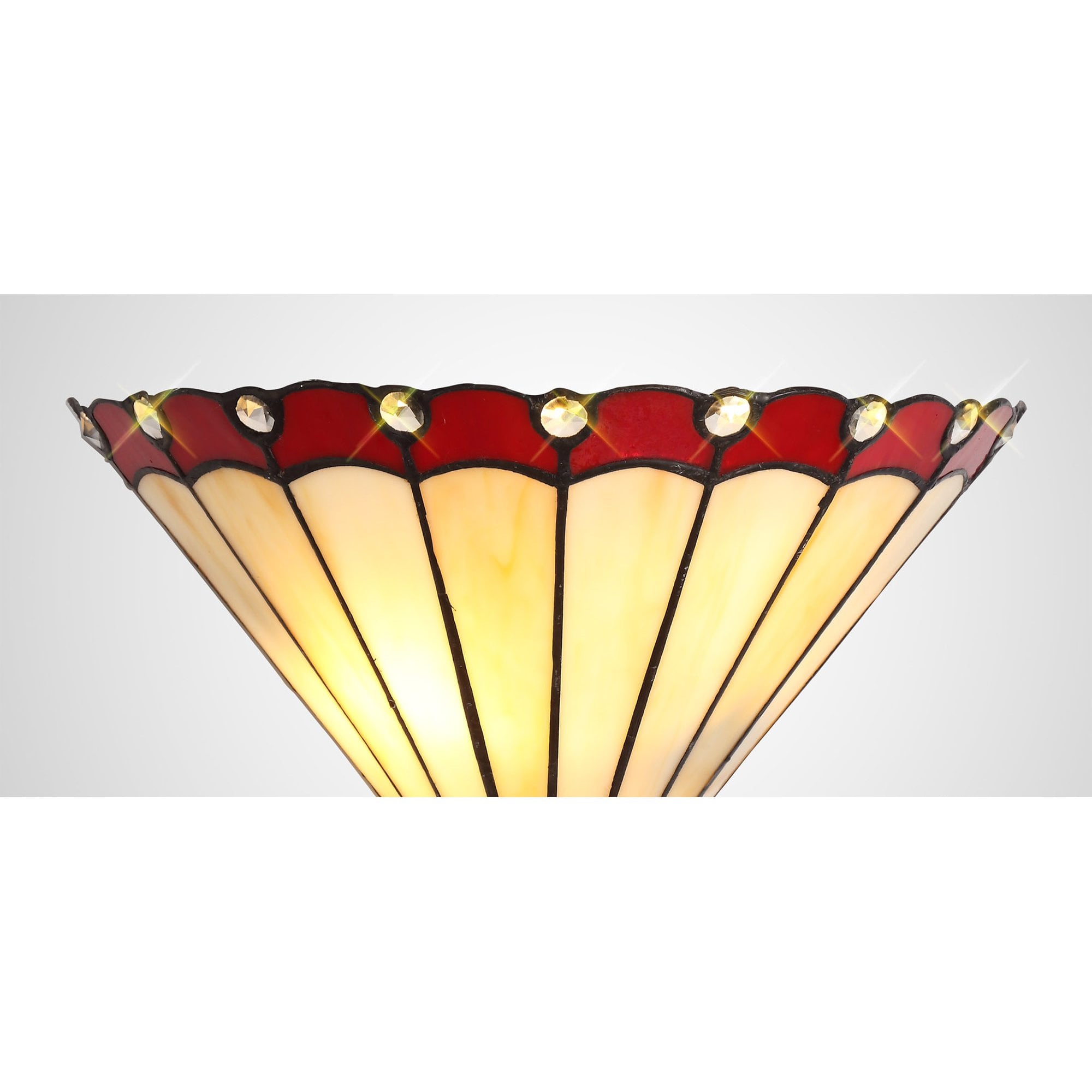 NL72489 Umbrian Tiffany Wall Lamp 2 Light Red/Cream/Crystal