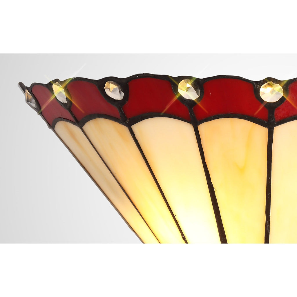 NL72489 Umbrian Tiffany Wall Lamp 2 Light Red/Cream/Crystal