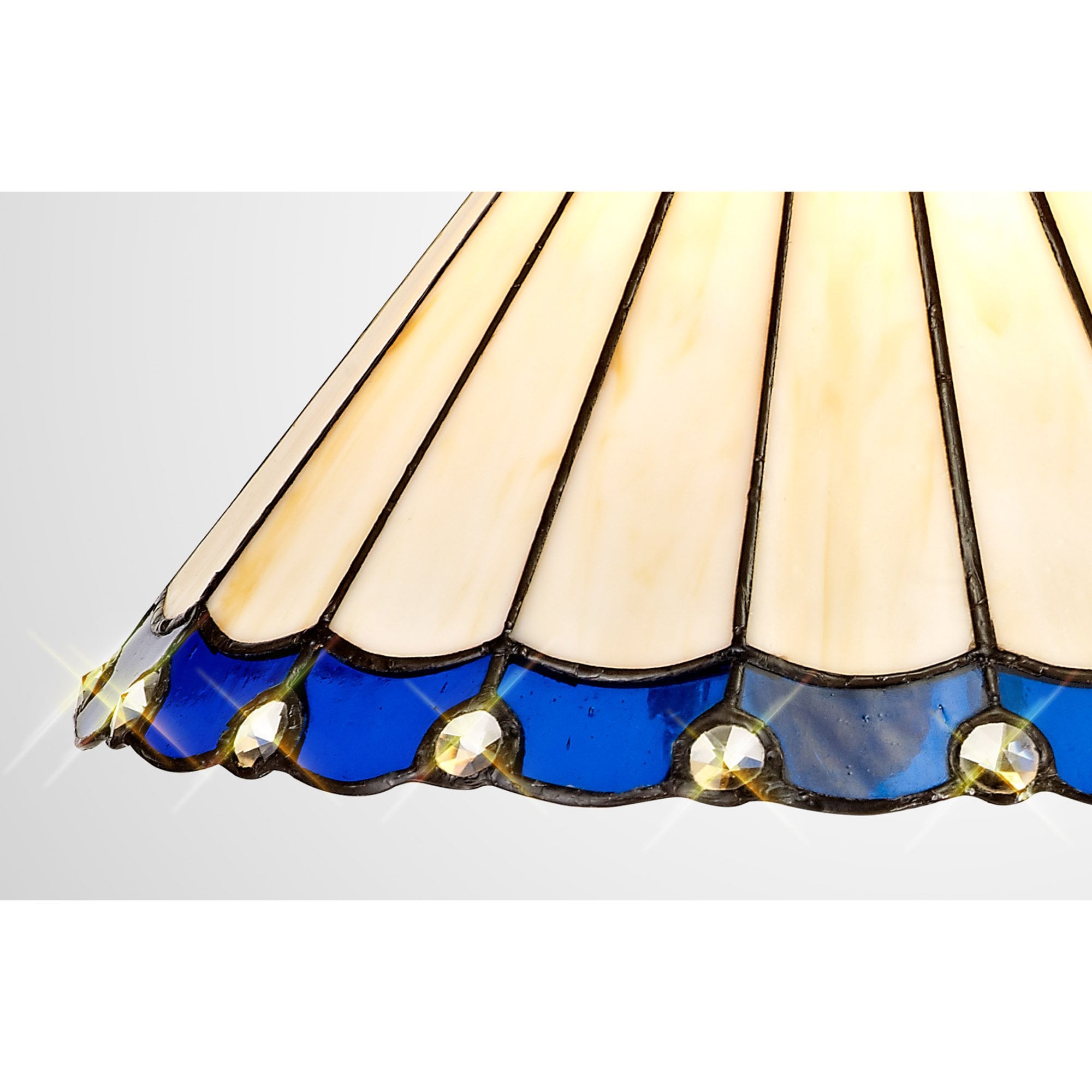 NL72499 Umbrian Tiffany 30cm Non-electric Shade Blue/Cream/Crystal