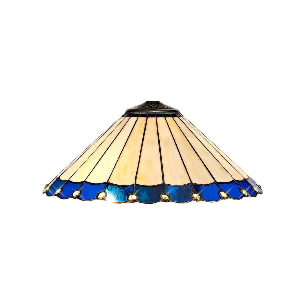 NL72509 Umbrian Tiffany 40cm Shade Only Suitable For Pendant/Ceiling/Table Lamp Blue/Cream/Crystal